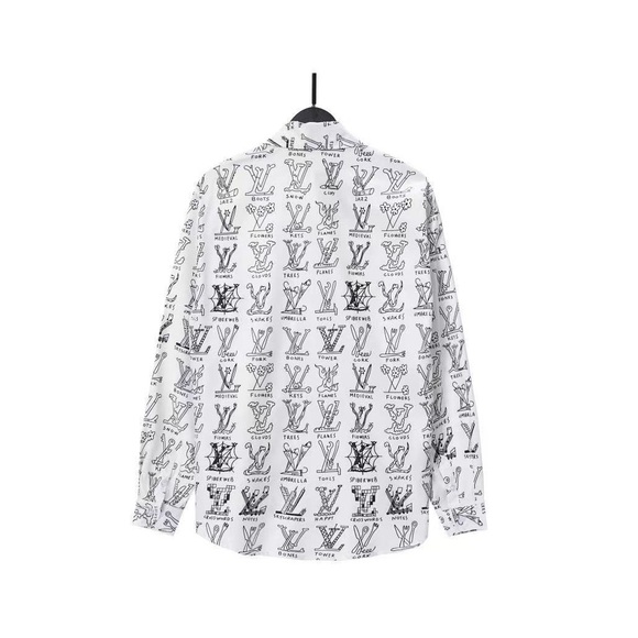 Louis Vuitton White and Black Graphic Shirt